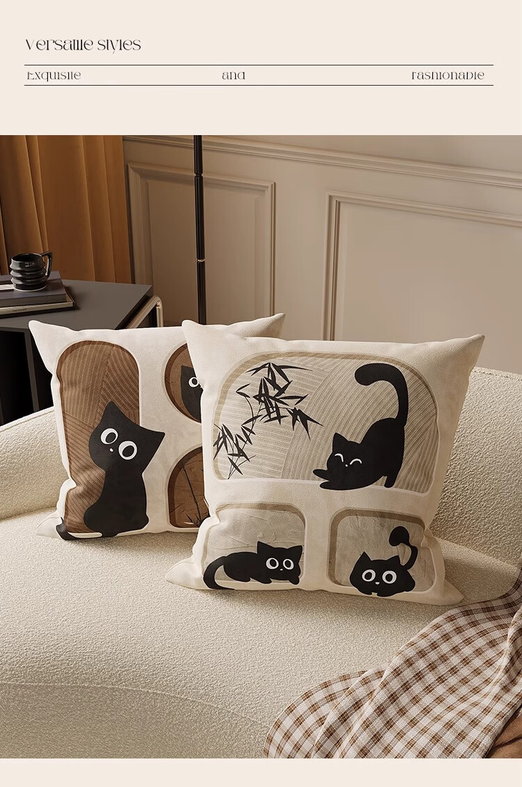 Slow Talk Cartoon Sofa Cushion Pillow with Removable Core, Washable Backrest Pad for Living Room and Bedside, Customizable 45*45cm 17