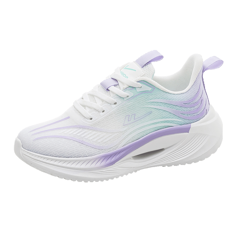 Huili Official Women's Casual Sneakers, Spring New Soft-Soled Comfortable Shoes for Women, White Purple Green (Leather), Size 39