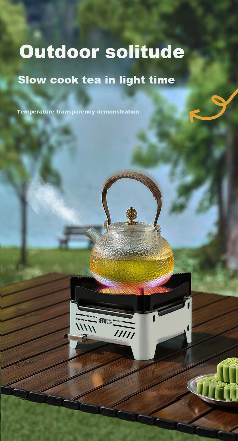 TAN XIAN ZHE Outdoor Cassette Stove Camping Stove Picnic Cookware Tea Brewing Infrared Windproof Split Cassette Stove 4