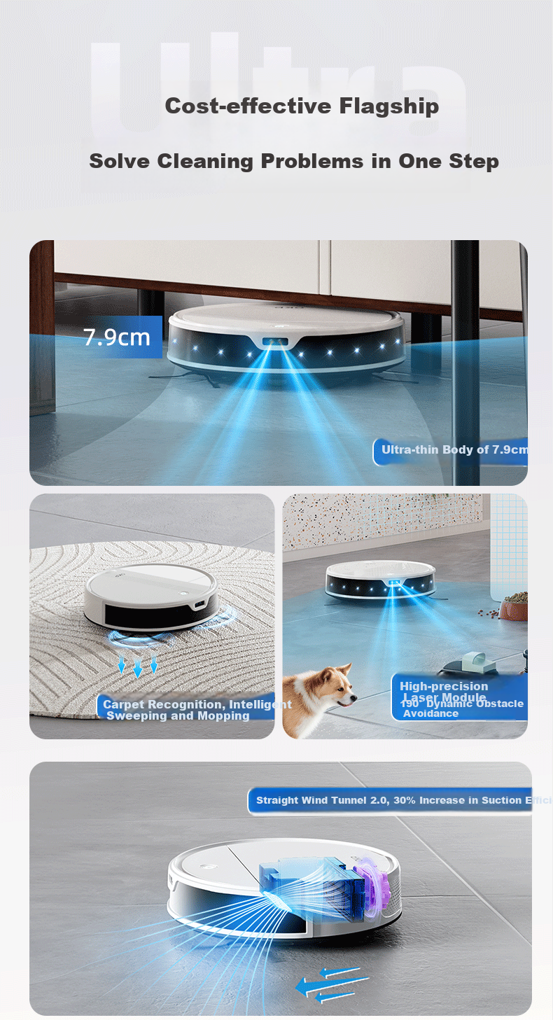 OKP K5 Ultra [Upgraded Version of K5pro] Robot Vacuum Cleaner, All-In Sweeping And Mopping, TOF Laser Navigation, Intelligent Home Path Planning, Compact Body with Automatic Suctio 1