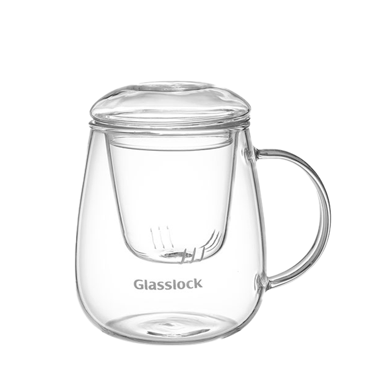 GLASSLOCK Glass Tea Cup, Heat-Resistant Children's Water Bottle, Tea-Water Separation Filter Cup, Home Use, for Men And Women, Tea Infuser Cup, 350ml