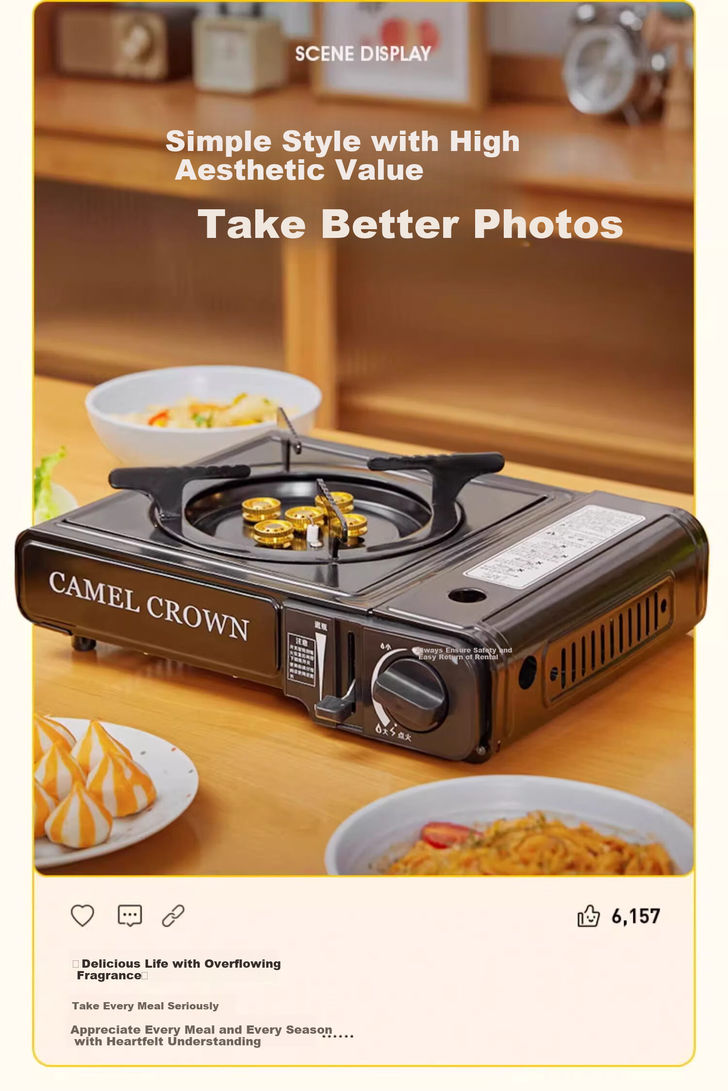 CAMELJEANS Outdoor Five-Burner Portable Stove for Picnic Camping, High-Power Barbecue Grill, Hot Pot Cooking Stove, One-Person Hot Pot Burner 4