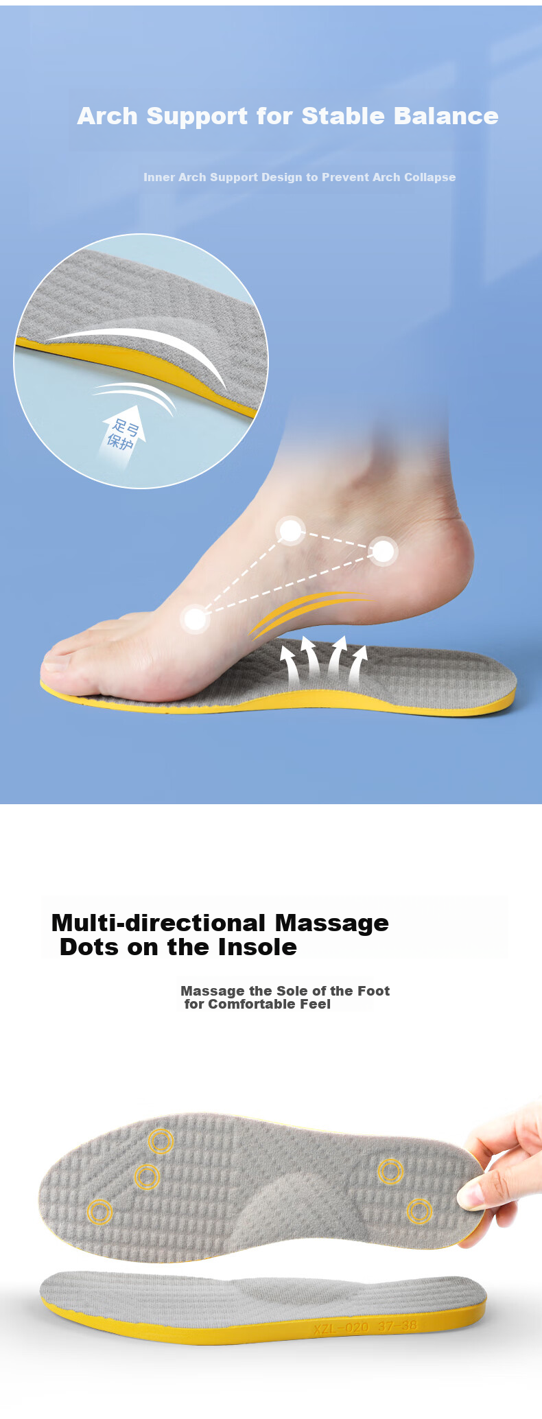 FOOTOPPO O-Shaped Leg Insoles for Overpronation, Flat Feet, And Varus Legs with Arch Support for Adults 8