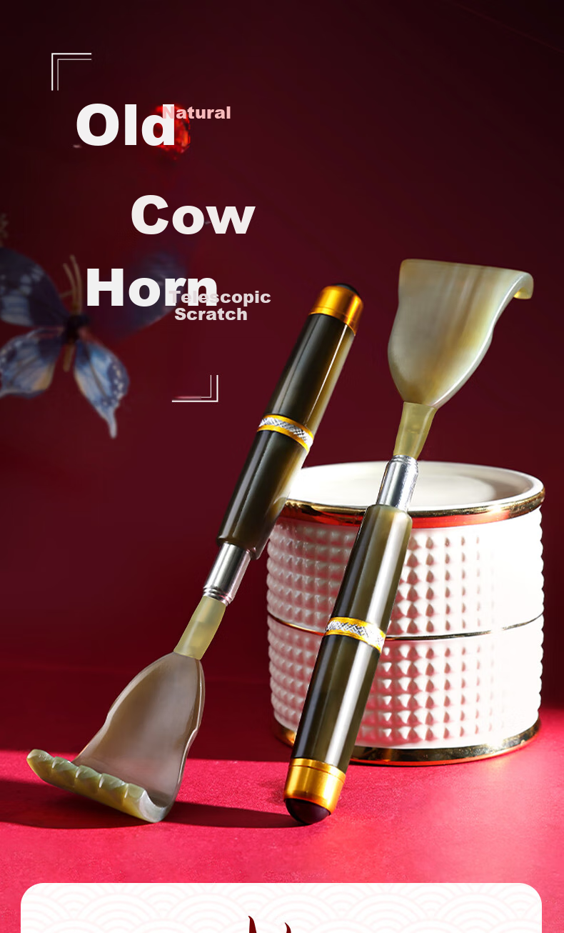Chaojun Natural Ox Horn Back Scratcher, Self-Massage Tool, Extendable, Portable, Multifunctional, Massage Device, Gift for Mid-Autumn Festival, Practical Present for Parents, Elders, And Clients 1
