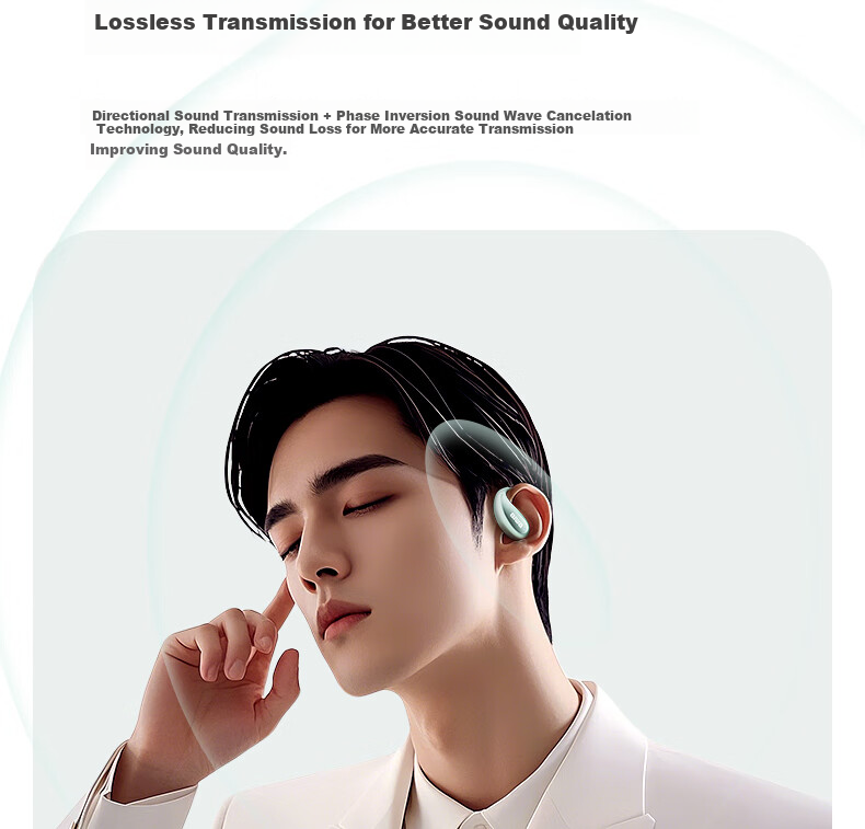Aiwa Aw35 [Luxury New Experience] Ear-Hook Bluetooth Headphones, Bone Conduction Concept, Open Wireless Sports Headphones, Compatible with Huawei, Xiaomi, Apple, Latest Model 2025, White 8