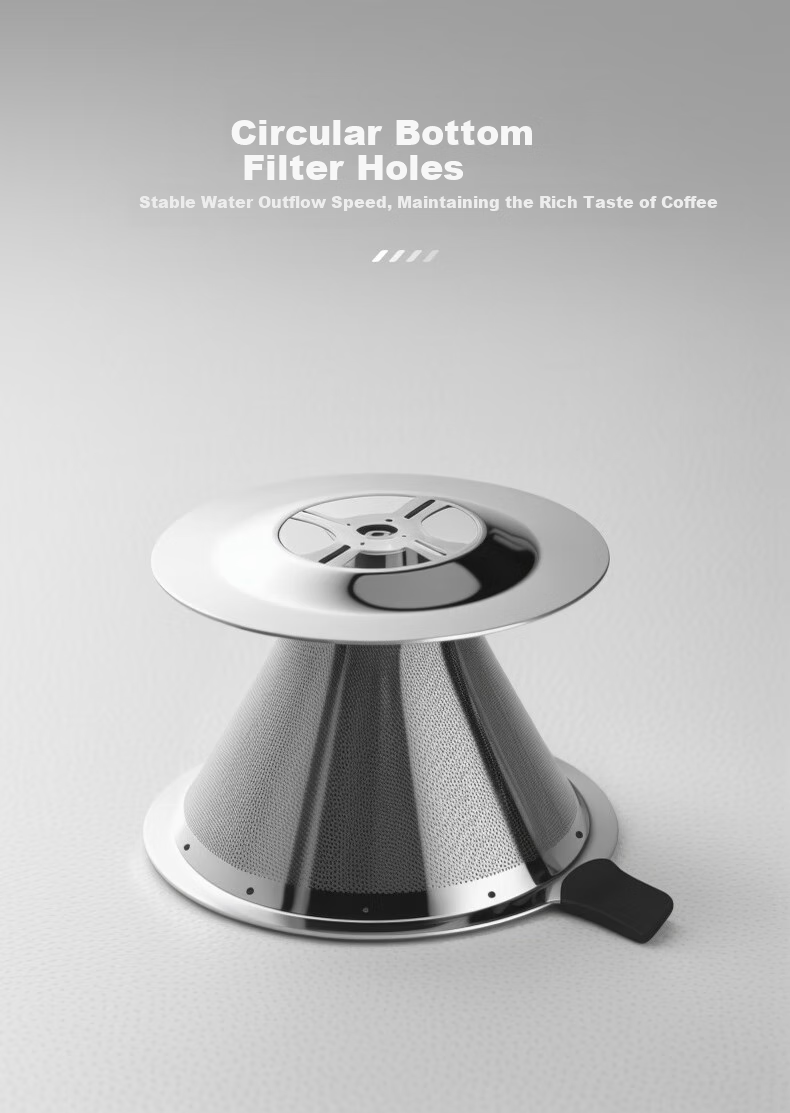CLITON Coffee Filter Dripper Pour-Over Kettle, 304 Stainless Steel Filter, Drip Coffee Maker, Filter Mesh for Two Servings 5