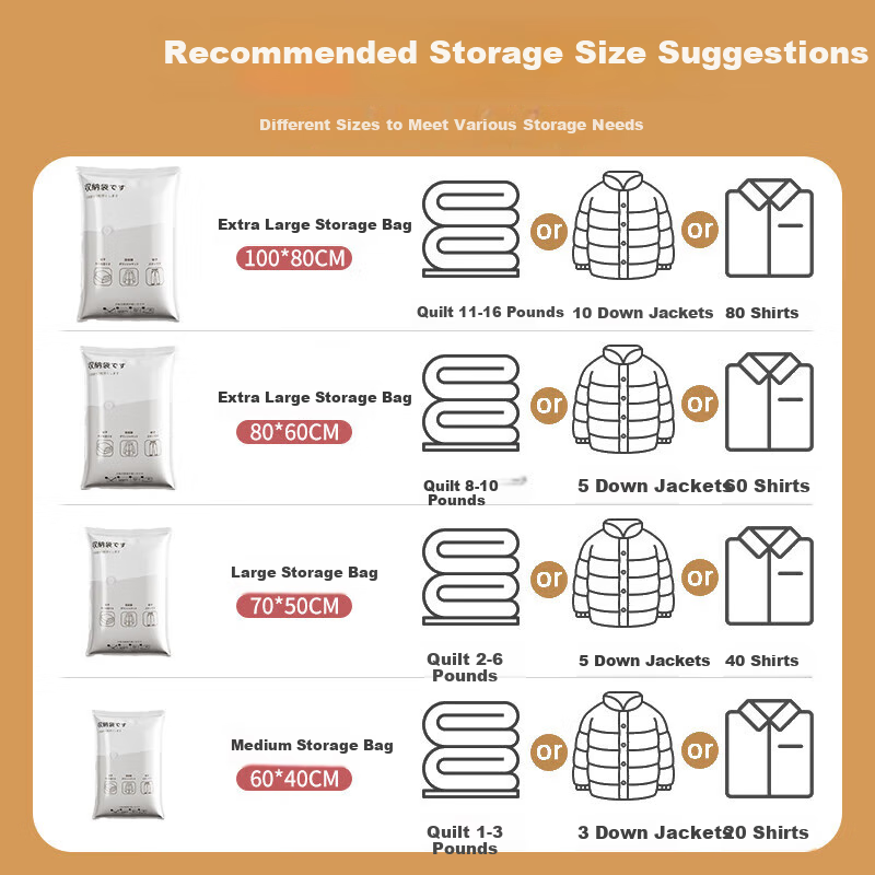 Quanpinwu Vacuum Compression Storage Bags with Electric Pump, 8-Piece Set for Bedding And Down Jackets, Sealed Storage Bags, 2 Extra Large + 5 Large