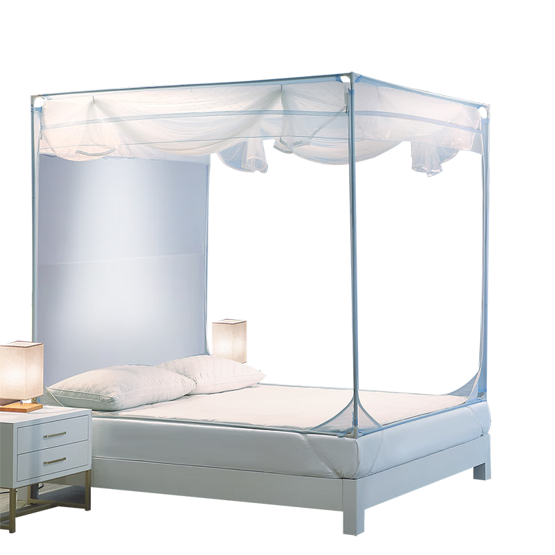 FUANNA Mosquito Net with Square Top for Home Use, Enclosed Mosquito Net with Dense Mesh for Protection, Baby Fall Prevention with Full Bottom Coverage, 1.8x2 Meter Bed, Blue