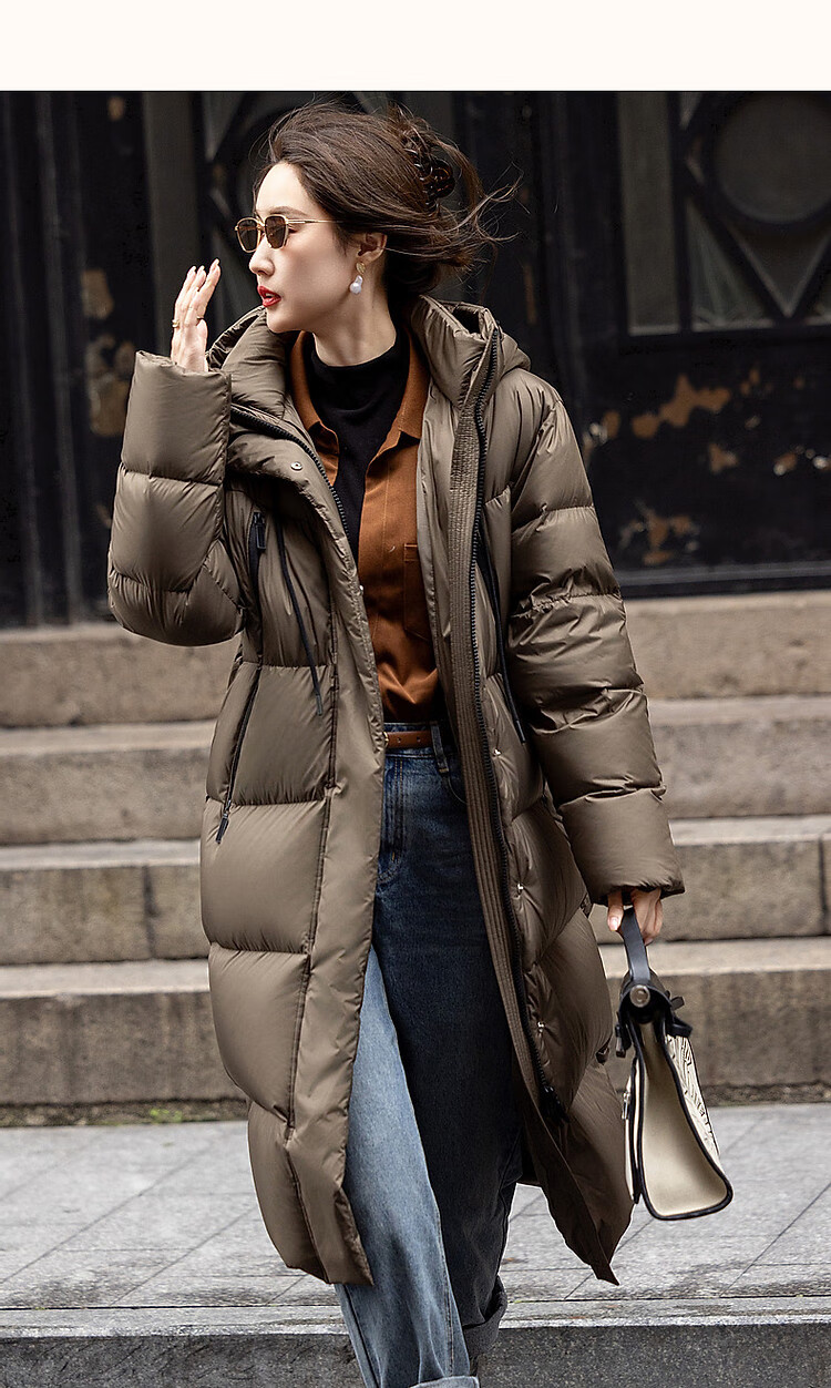 Dme [Qing Nuan Yun Duo Series] Winter Outdoor Hooded 90% Duck Down Thickened Over-Knee Long down Warm Coat 16