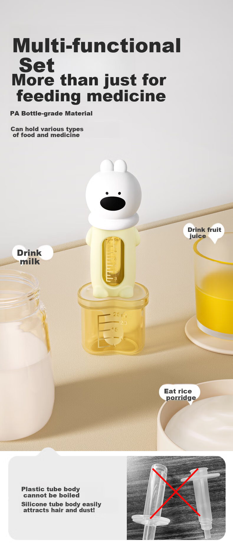 Beedoll Baby Medicine Feeding Device, Anti-Choking Liquid Dispenser, Water Drinking Bottle with Nipple for Medication, Portable Rabbit-Shaped Desig 4
