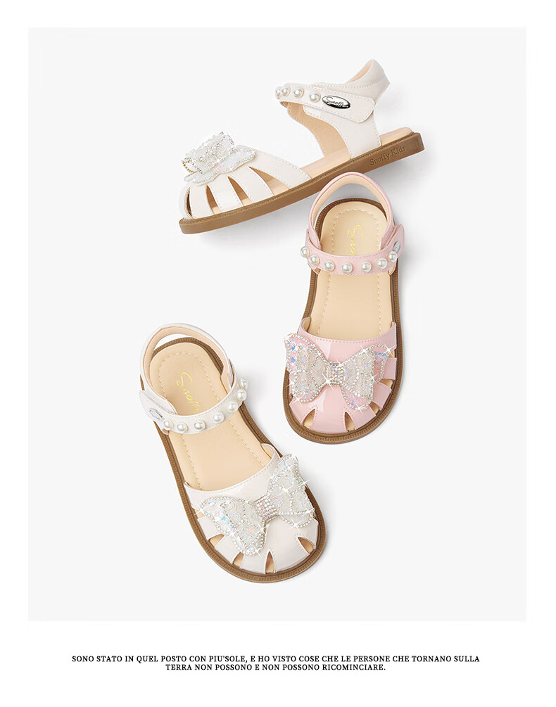 SNAFFY Kids Girls Princess Sandals Summer Fashion Soft Sole Comfortable Crystal Shoes Vanilla White Size 29 2