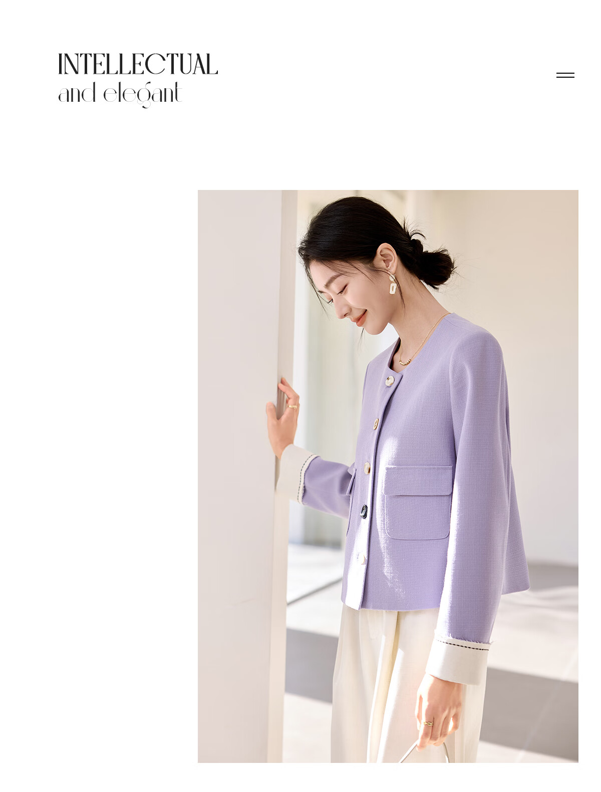 Chushen Women's Short Jacket for Spring And Autumn, Gentle Purple Elegant Chanel-Style Short H-Type Casual Coat for Petite Women S51D035 24