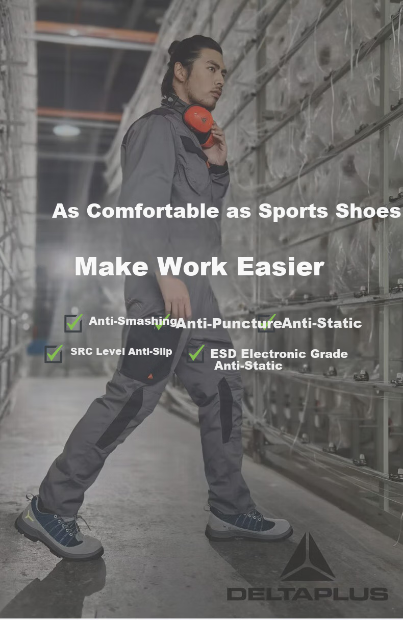 DELTA PLUS Rainbow Breathable Safety Shoes for Men, Steel Toe Cap Anti-Smashing Anti-Puncture Anti-Static Work Boots 301232 Black-Gray Size 43 2