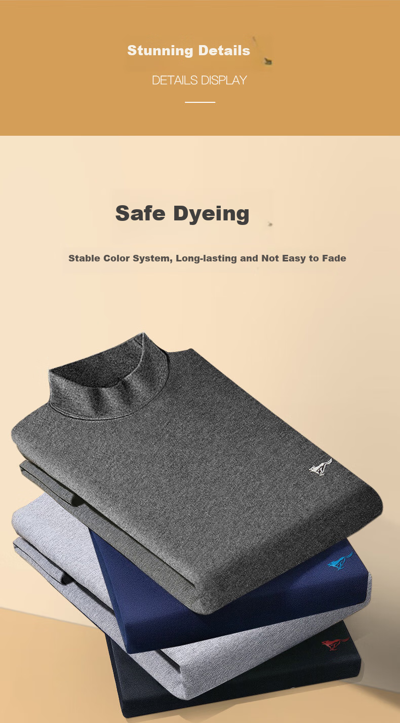SEPTWOLVES [100% Cotton] Pure Cotton Autumn Undershirt for Men, Mid-High Collar Windproof Underwear, All-Cotton Thermal Base Layer Top 5