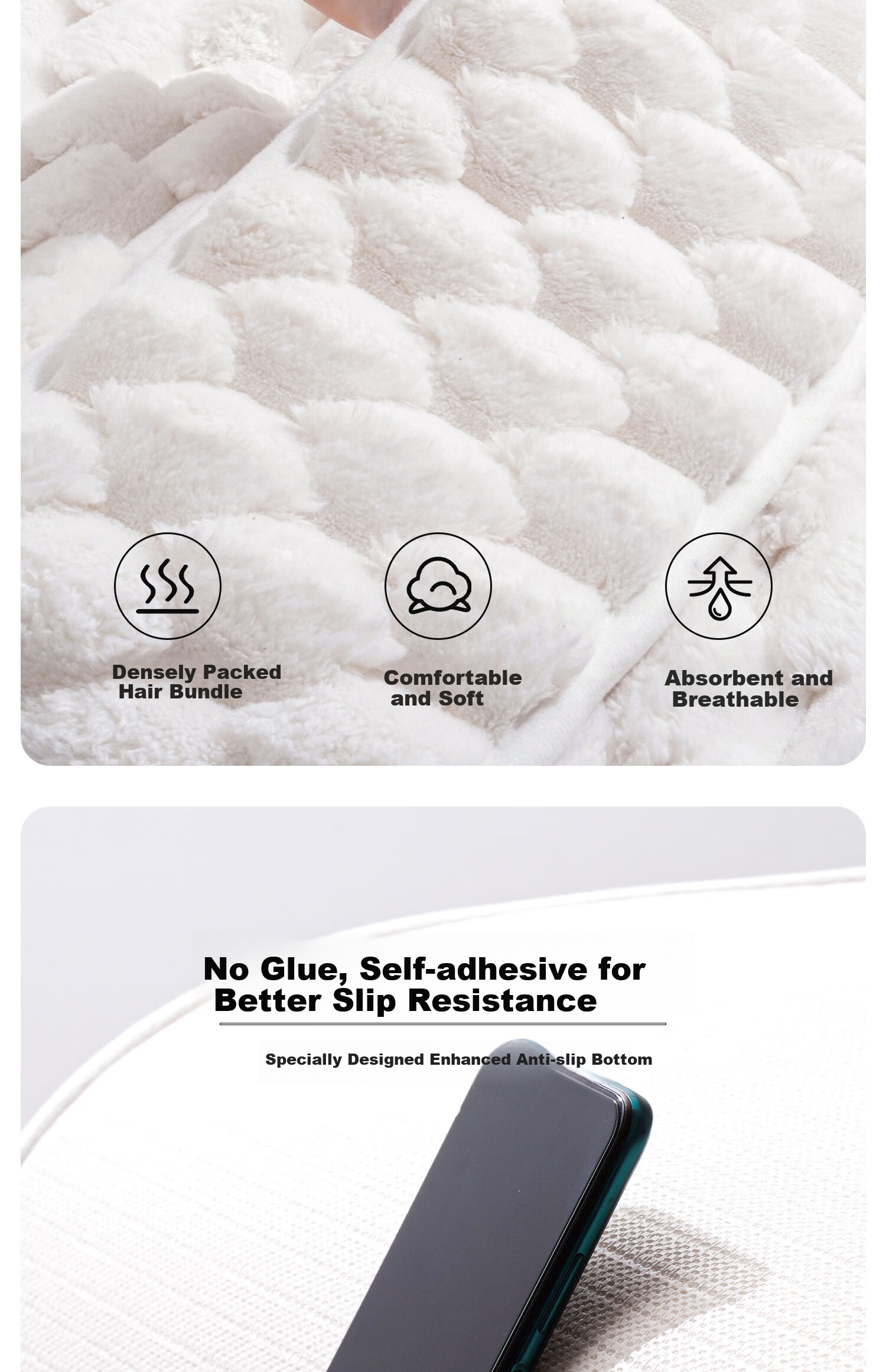Qiqijia Memory Foam Bathroom Mat, Household Absorbent Floor Mat, Shower Room Entrance Foot-Wiping Mat, Quick-Drying Bathroom Door Mat 5
