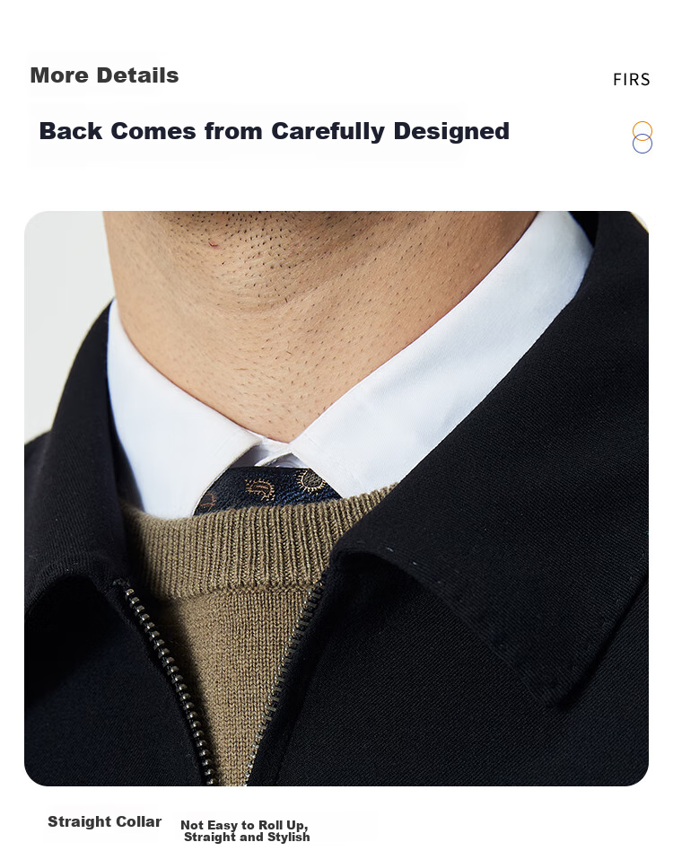 FIRS [Wool Blend] Men's Executive Jacket for Spring And Autumn, Business Casual Commute Lapel Zipper Cardigan Short Coat 3