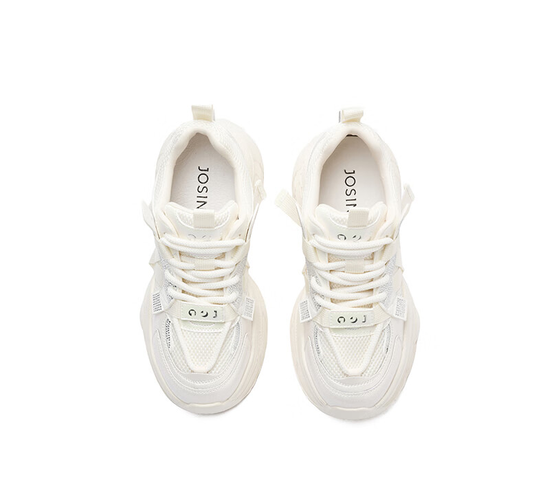 Josiny Thick-Soled Breathable Dad Shoes for Women, Spring Korean-Style Sneakers, Mesh Casual Shoes, Off-White, Size 36 21