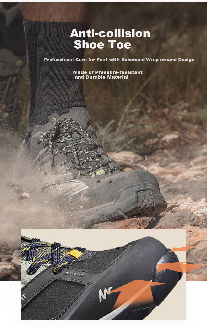DECATHLON Men's MH100 Low-Top Outdoor Mountain Waterproof Non-Slip Shock-Absorbing Breathable Hiking Shoes, Dark Green, Size 42-2467875 3