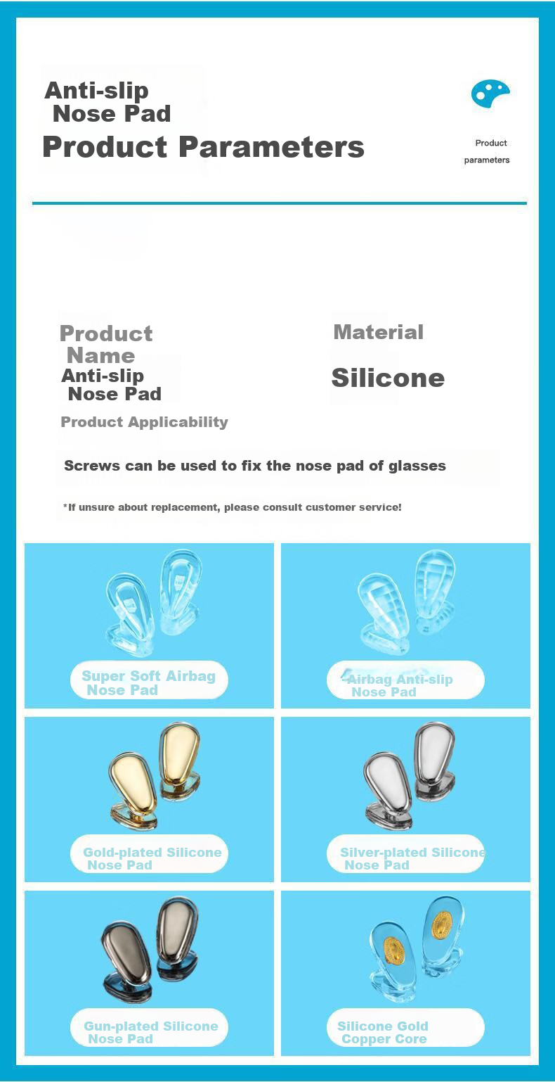 FESETE Eyeglass Nose Pads, Glasses Nose Bridge Pads, Eyeglass Screws, Silicone Nose Pads, Anti-Pressure Marks, Air Cushion Accessories 2