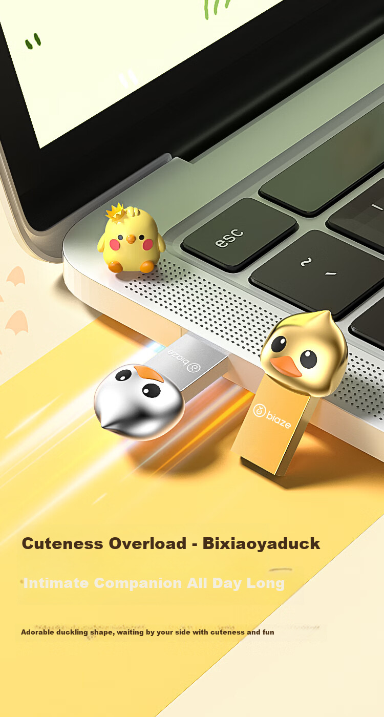 BIAZE 128GB USB3.2 High-Speed Mini Cartoon USB Flash Drive Cute Personalized Creative Student Gift Dual-Use Metal Flash Drive for Phone And Computer UP-21 Silver 3