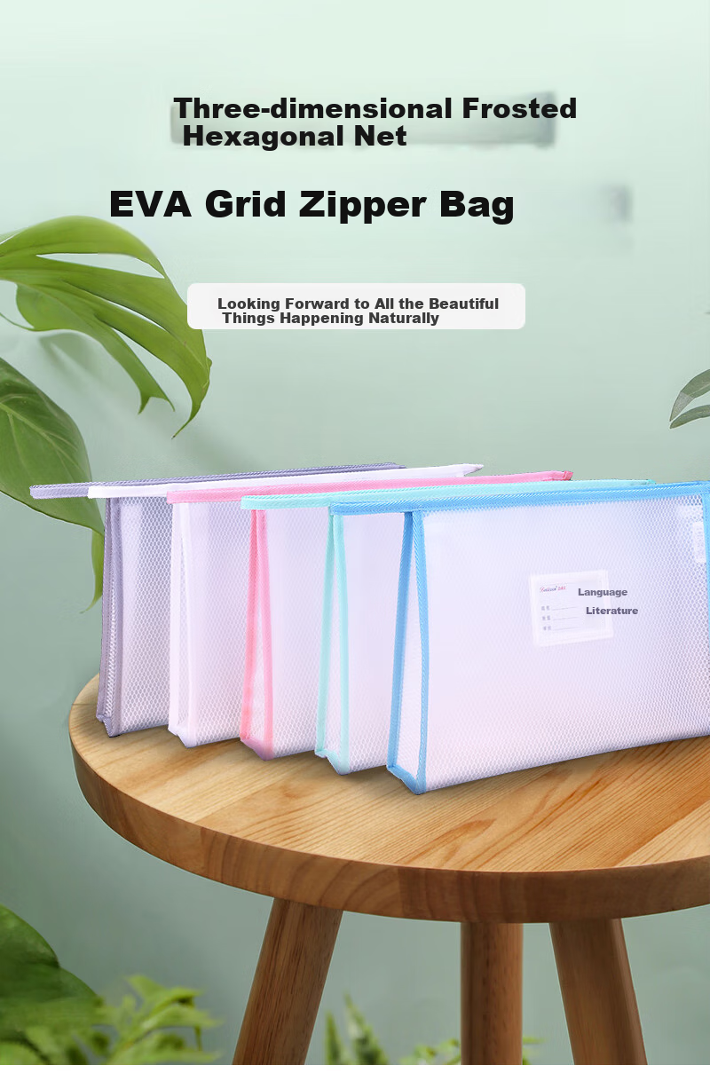 Bailiwen School Stationery F5856 Gray Single-Layer Subject Bag, A4 Transparent Zipper Pouch, Handheld Bag, Waterproof Frosted Storage Bag, Student Homework Tutoring Bag, Stationery Pouch 1