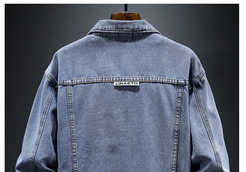Pierre Cardin Jacket for Men, Autumn Fashion Simple Comfortable Distressed Long-Sleeve Denim Coat, Blue, 2XL 6