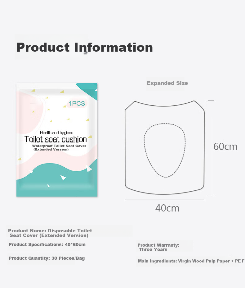 BWNK Disposable Toilet Seat Covers, Extended Length, Thickened for Travel And Business Trips, Waterproof, Individually Wrapped Toilet Paper Seat Covers, 30 Pieces Per Pack 7