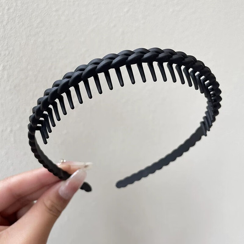 Liqing Toothed Non-Slip Face Washing Hair Band, Black Matte Hair Tie, Headband, Hair Clip, Hair Organizer for Men And Wome