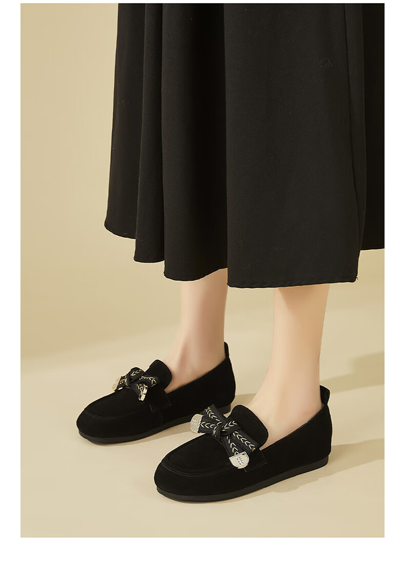DAPHNE Suede Birkenstock Style Women's Fashion Retro Flat Casual Comfortable Loafers Black Fleece Lined Size 37 2