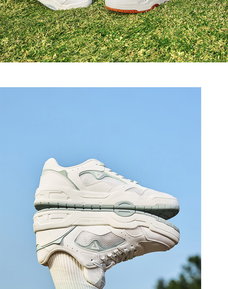 PEAK Taiji White Sneakers for Women, Summer Mesh Breathable Wear-Resistant Versatile Casual Shoes, Thick-Soled Height-Increasing Sports Shoes DB520118 12