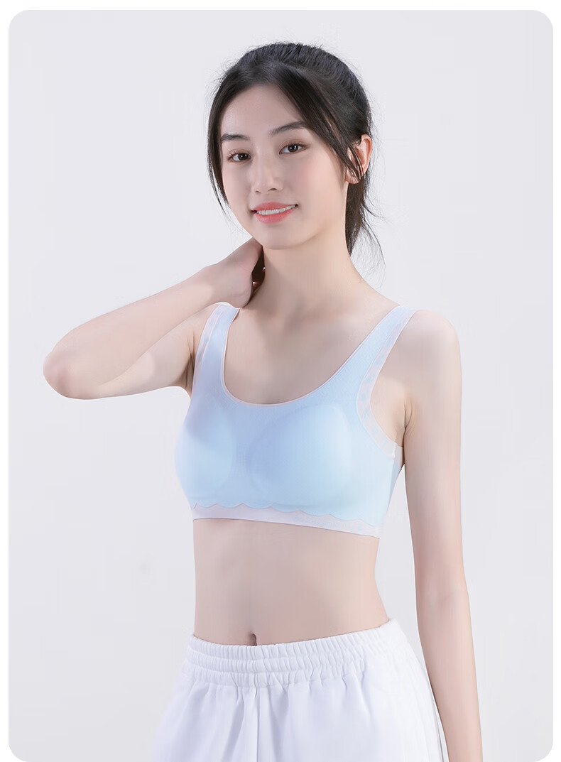 Ailier &ouluola Girls' Underwear Bra for Puberty Ages 15-16 Three-Stage Bra for Middle And High School Students 6278 Blue L 16