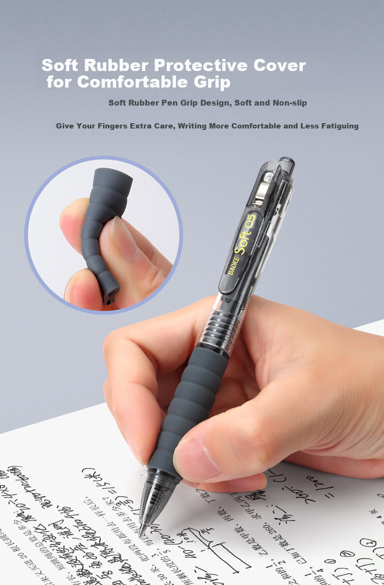 BAOKE [Lowest Price Online] PC1922 Premium Soft Grip Retractable Gel Pen, 0.5mm Double Ball Tip, Large Capacity Ink Pen for Office Signing And Student Exam Practice, 12 Pens/Box 4