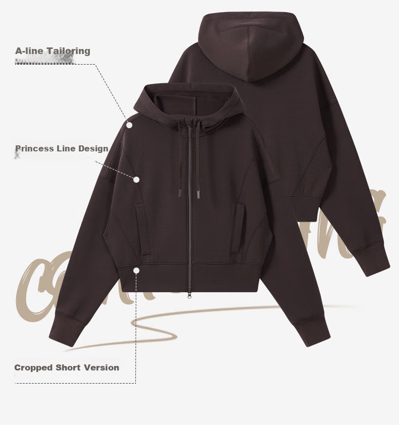 DECATHLON SPW Multiverse Hooded Sweatshirt, Women's Short Casual Windproof Warm Sports Jacket, Brown, Size L-5463381 5
