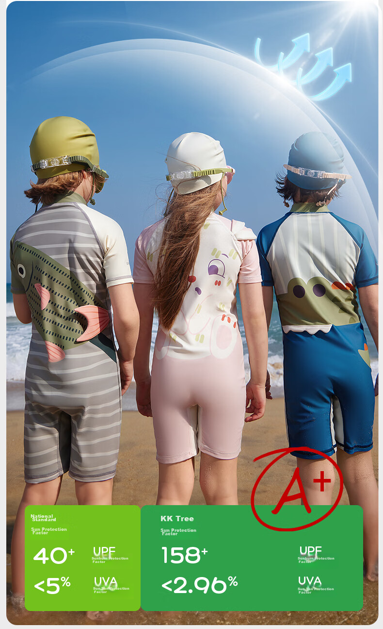 Kocotree Children's One-Piece Swimsuit, Original Yarn, Boys' Sun Protection, Girls' Long-Sleeve Antibacterial Chlorine-Resistant Swimwear for Toddlers, Summer Swimming Outfit 11