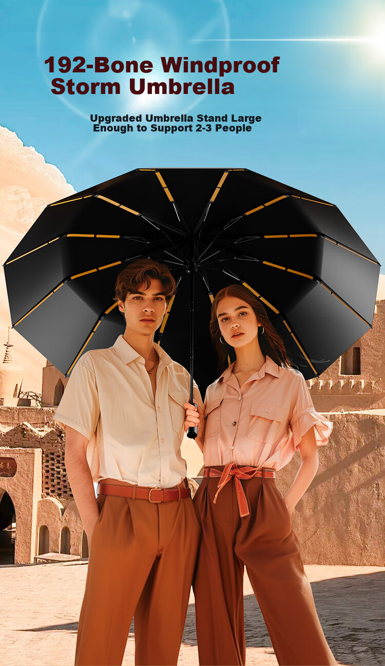 Tianwei Umbrella, Fully Automatic Windproof, Enlarged And Reinforced, No Folding Required, Easy to Open in One Second, Flat And Even [Black Technology - Truly Foldable Umbrella] 1
