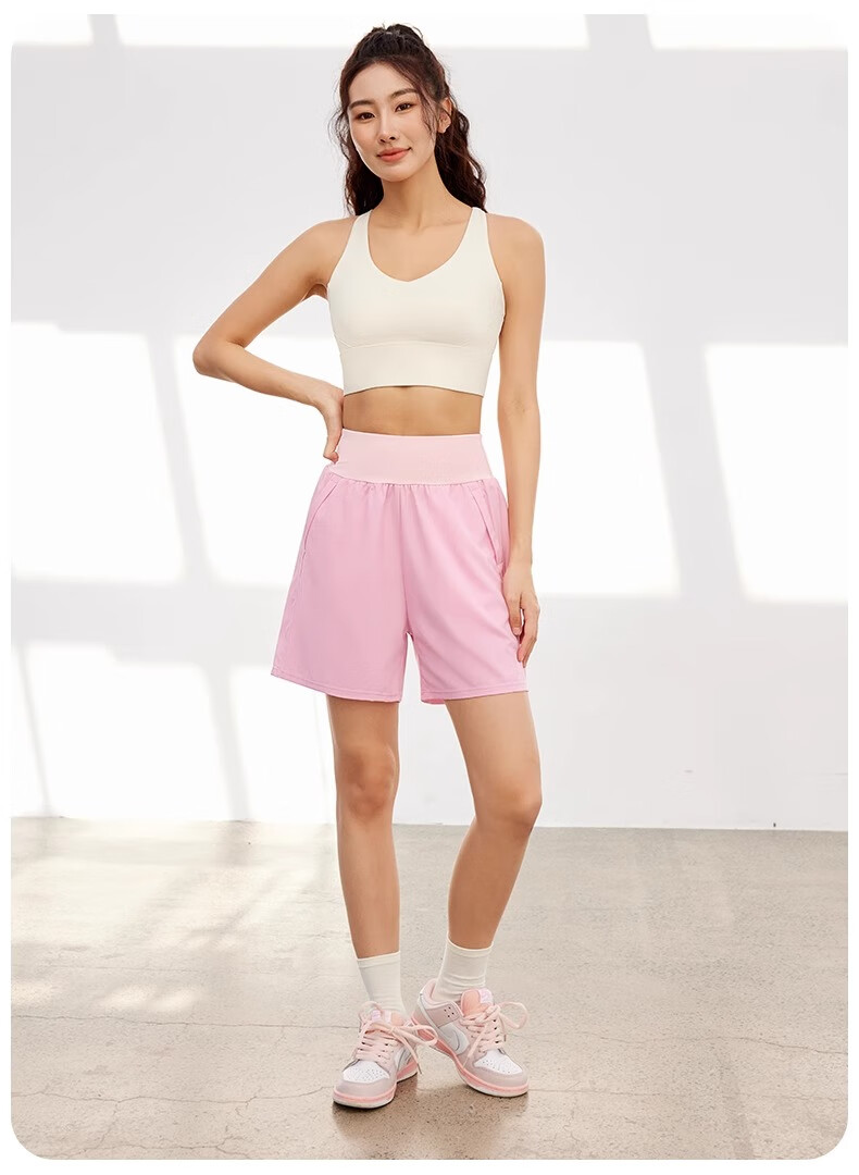 NEVER ME Women's Sports Pants, Casual Shorts, High-Waisted Tummy Control, Loose-Fitting, Breathable, Quick-Drying, Running, Fitness, Boxing Pants, Summer 29