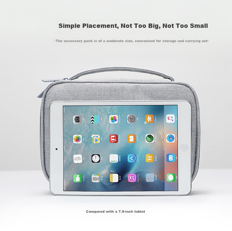 BUBM Cable Management Pouch, Laptop Charging Cord Portable Power Bank Hard Drive Travel Organizer Bag for Digital Accessories, Double-Layer Large Size, Gray 2