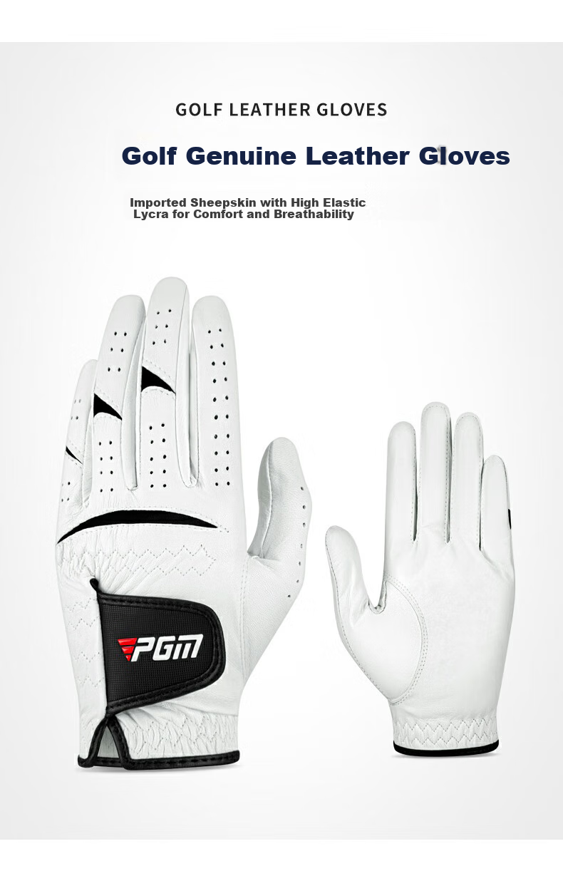 PGM Golf Gloves Men's Lambskin High-Quality Non-Slip Left Hand 2-Pack Size 23 3