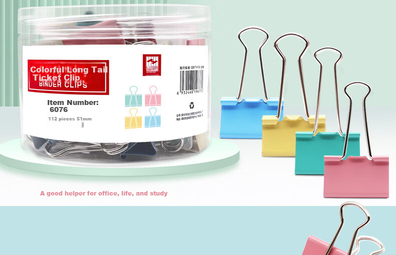 LISON 19mm Colorful Binder Clips, Metal Paper Clips, Four Colors, 40 Pieces, Office Stationery, Clips 75 Sheets of Paper, Bill Clips, Receipt Clips, File Clips 2