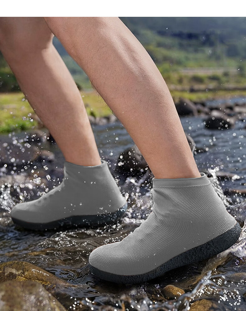 FOOTOPPO Latex Mesh Waterproof Rain Shoe Covers, Silicone Shoe Covers, Non-Slip Wear-Resistant Foot Covers, Thick Snow Shoe Covers for Me 4