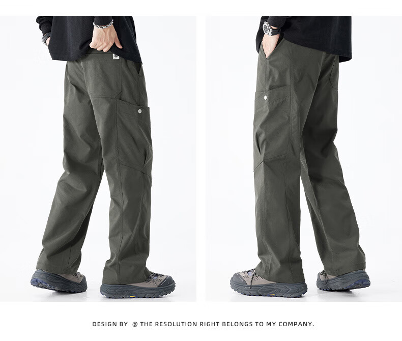 JEEP SPIRIT Men's Cargo Pants, Spring Straight-Leg Casual Trousers, Loose-Fitting Sweatpants, Versatile Comfortable Men's Pants, Black, 3XL 8