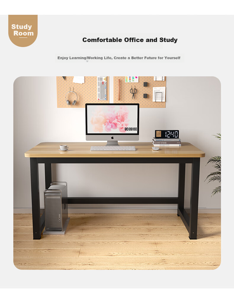 KULIN Computer Desk Home Desktop Writing Desk for Bedroom And Living Room, Simple Office Study Table, Walnut Color, 1.2 Meters 4