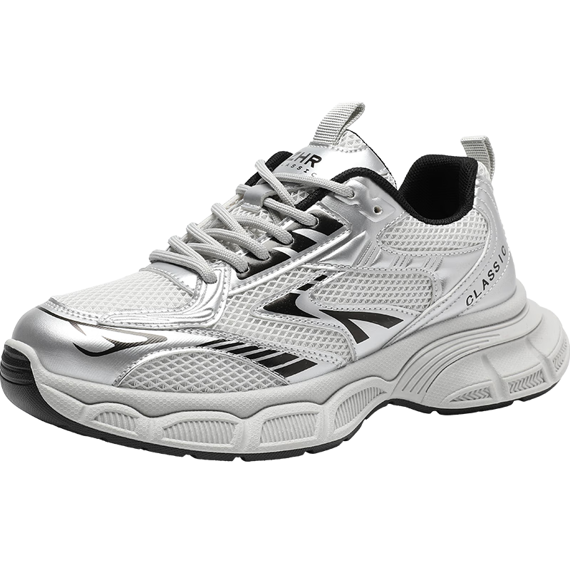 ZHR Dad Shoes for Women, Height-Increasing Breathable Comfortable Women's Shoes, Couple Fashion Sports Casual Shoes, IF02 Silver, Size 39
