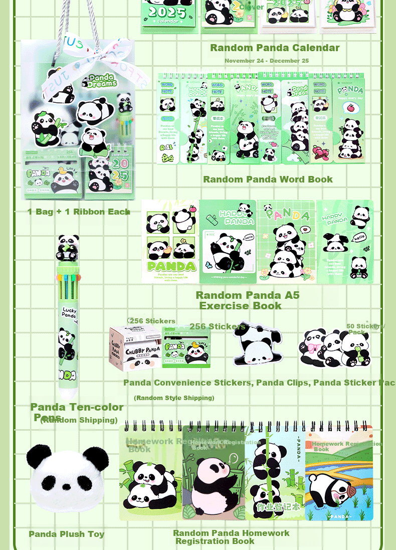 Shaonianban Stationery Gift Set, Mid-Autumn Festival Panda Souvenir, Children's Kindergarten And Primary School Holiday Learning Gift, Exam Reward for Boys And Girls, Birthday Gift Package for Kids 3