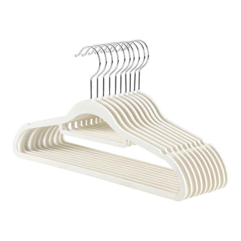 JD Original Rubber Paint Hangers, Multifunctional Storage, Non-Slip, Dry And Wet Use, Skin-Like Feel Clothes Rack, 8 Pieces, Cream White