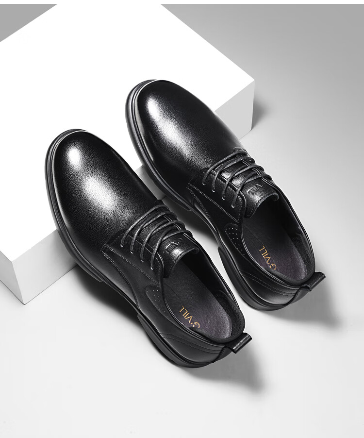 Guizhibu Men's Leather Shoes, Dress Shoes, Business Formal Wear, Genuine Top-Grain Cowhide, 2026 New Style Casual Wedding British Derby Shoes 10