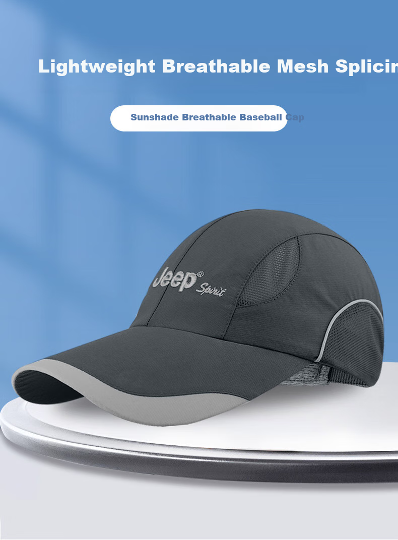 JEEP Baseball Cap for Men, Summer Mesh Quick-Dry Sun Protection Hat, Unisex Visor Cap, Sports Outdoor Sun Hat 2