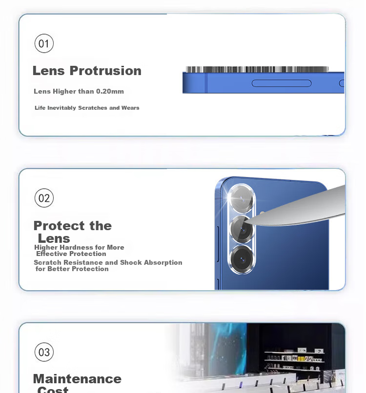 ESCASE Lens Protector for Samsung S25+, Galaxy S25+ Rear Camera Protective Film, Ultra-Thin High-Definition Wear-Resistant Scratch-Proof Dust-Proof Film 3