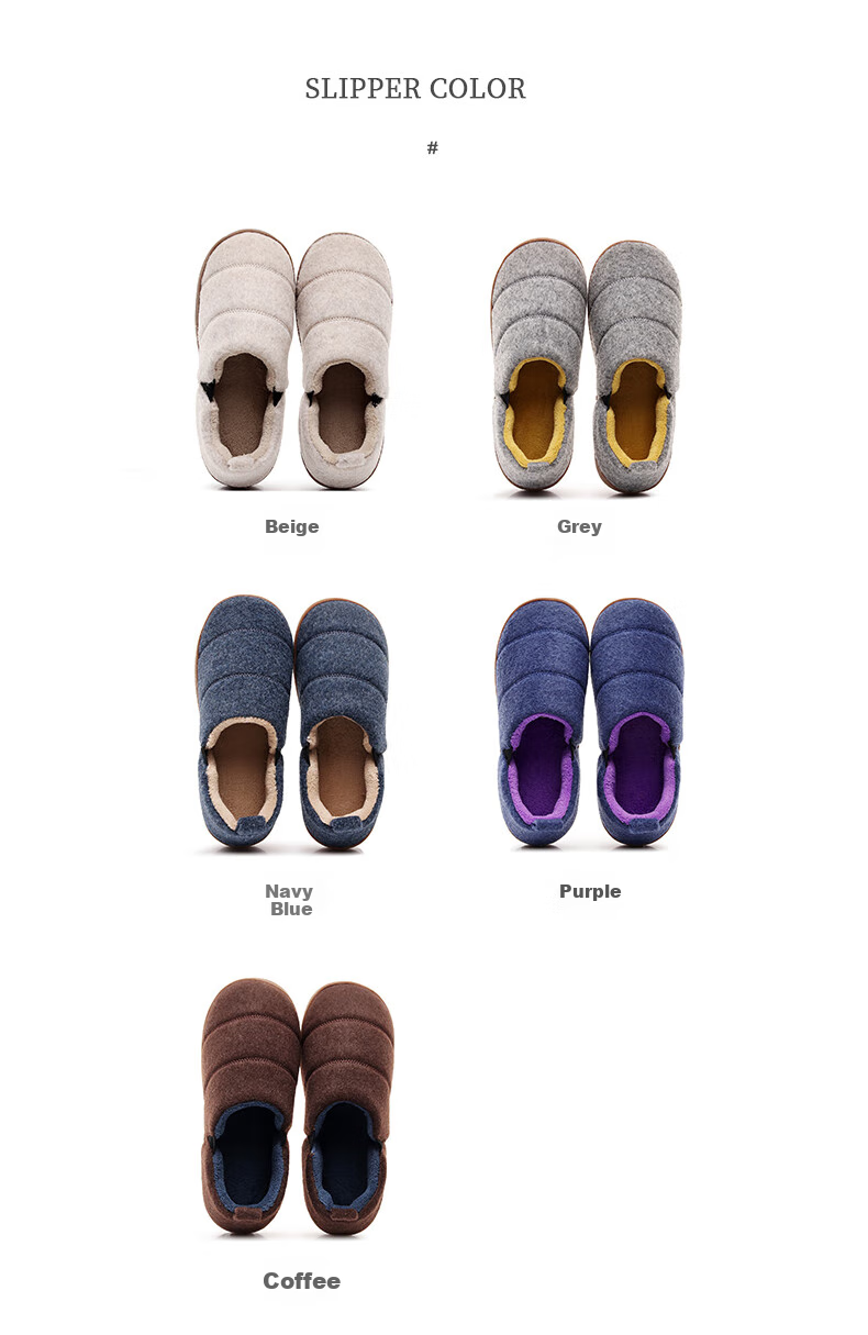 GUOLUOFEI Felt Cotton Slippers, Non-Slip Heel, Men's Autumn Home Wear, Thickened Warm Elderly Cotton Shoes for Women, Navy Blue, Size 40-41 3