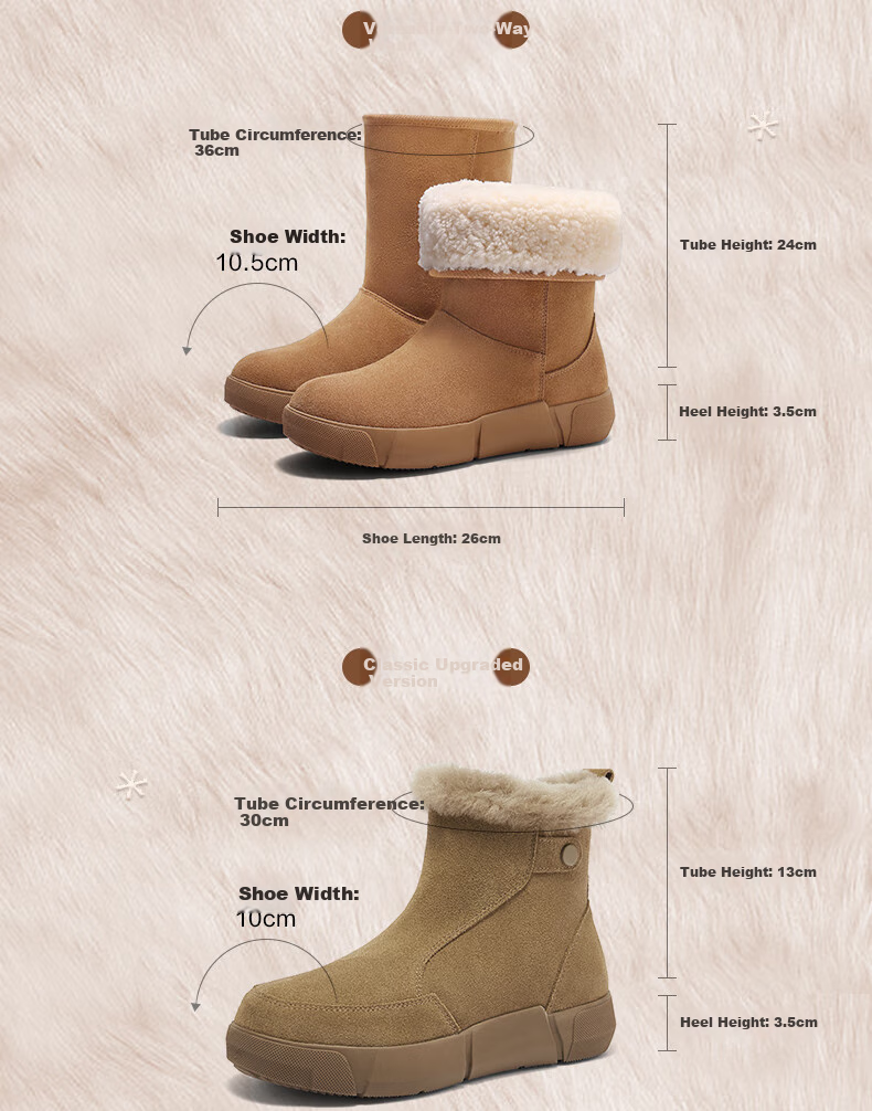 SENDA Snow Boots for Women, 2024 New Warm Plush Northeast Short Boots, Red-Medium/short Dual Wear, Size 37 16